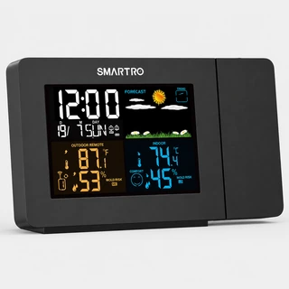 SMARTRO SC91 projection alarm clock with its color weather display